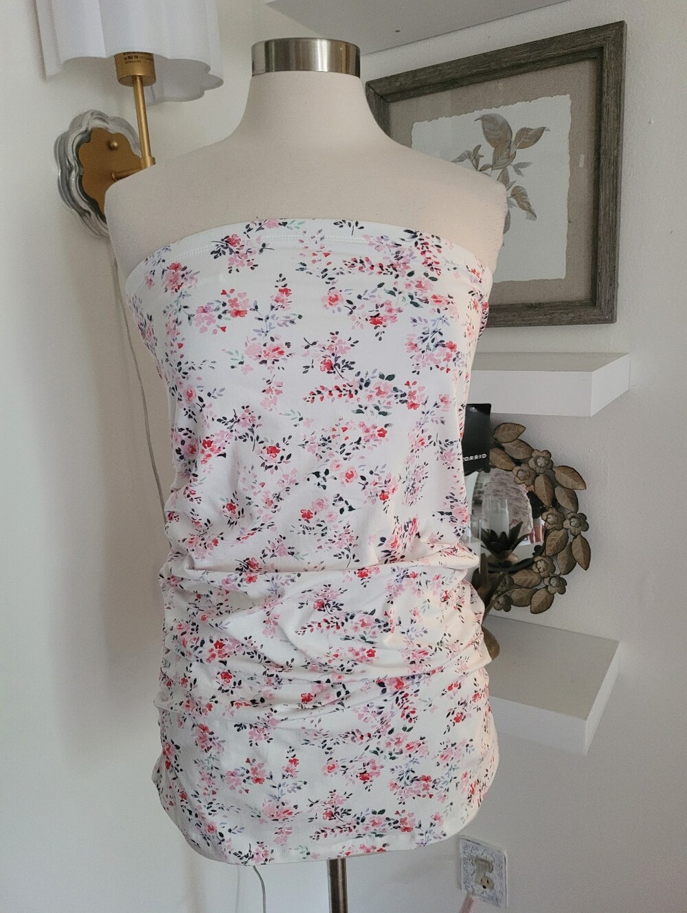 Torrid White Strapless Floral Tube Top 12